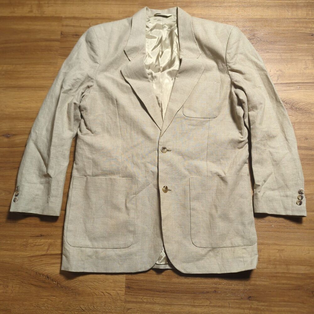 Eddie Bauer Blazer Size 40T Tall Linen Blend Jacket Sports Coat Two Button